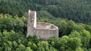 Vue aérienne du château de Spesbourg - Crédit : Loehle