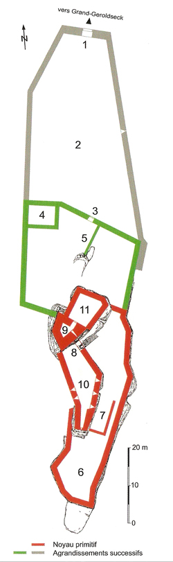 Plan du Petit-Geroldseck levé par le CRAMS